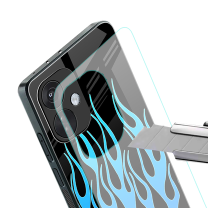 y2k blue flames back phone cover | glass case for oneplus nord ce 3