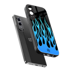y2k blue flames back phone cover | glass case for oneplus nord ce 4 lite
