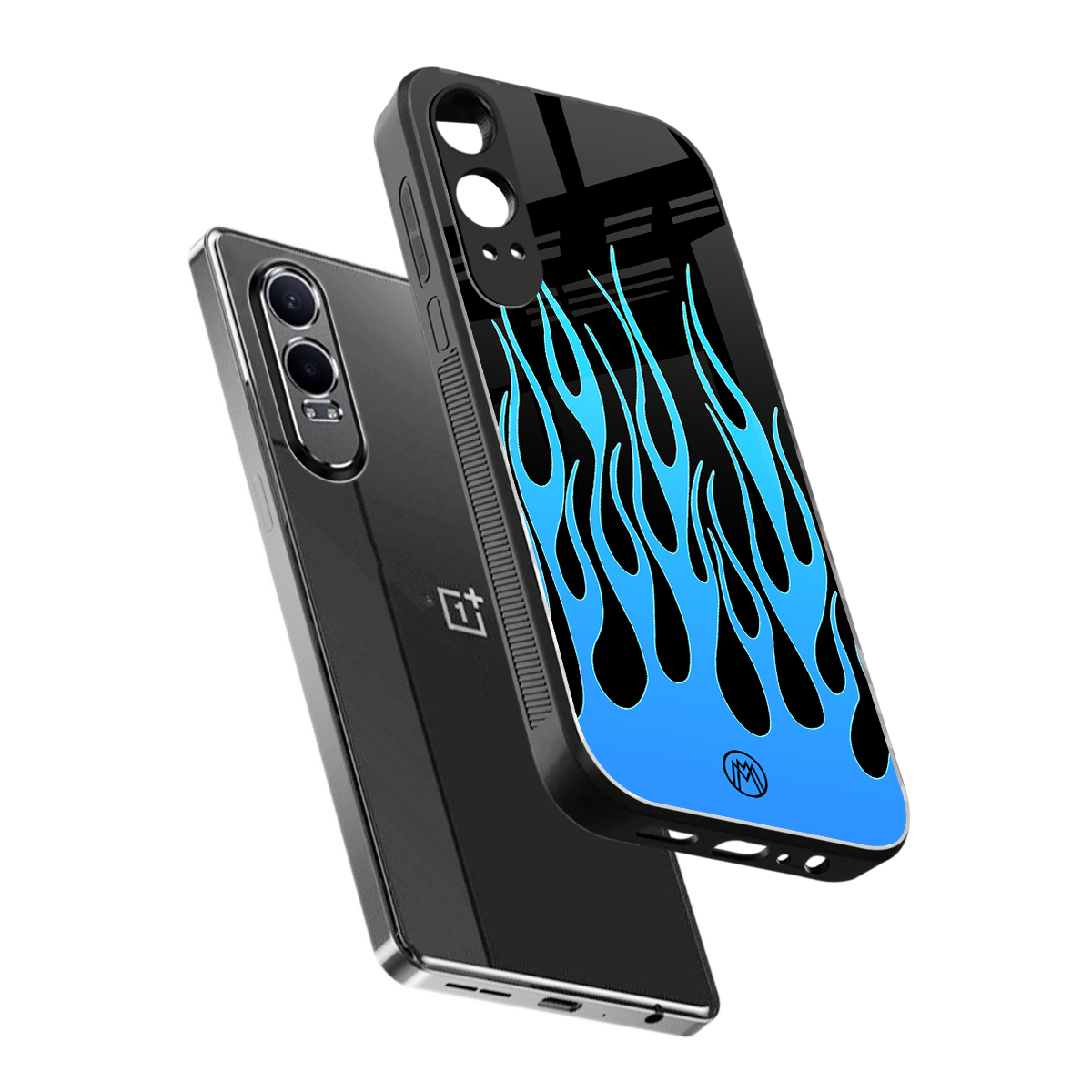 y2k blue flames back phone cover | glass case for oneplus nord ce 4 lite