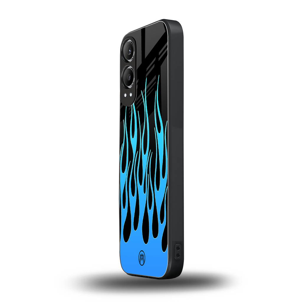 y2k blue flames back phone cover | glass case for oneplus nord ce 4 lite