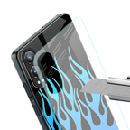 y2k blue flames back phone cover | glass case for oneplus nord ce 4 lite