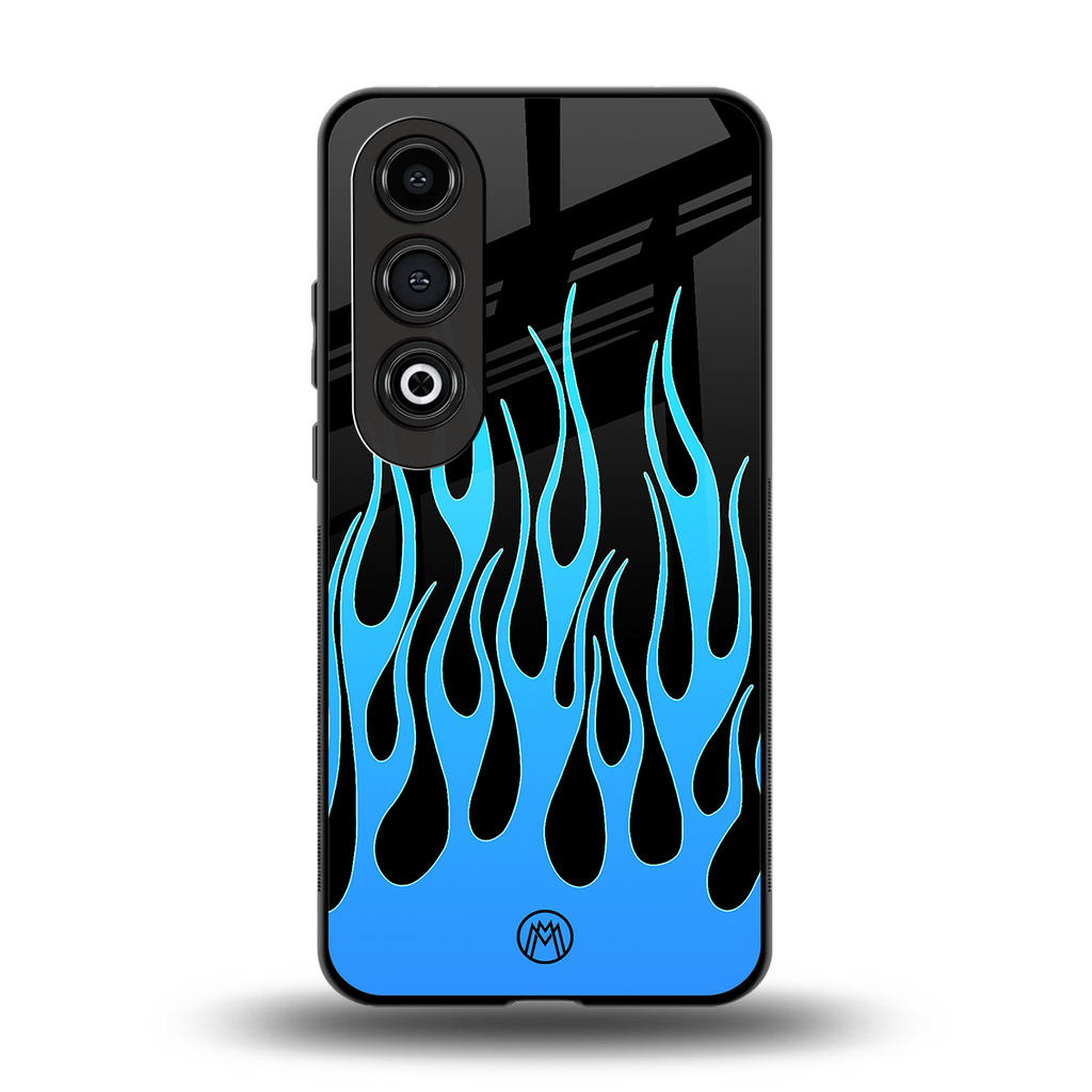 y2k blue flames back phone cover | glass case for oneplus nord ce 4
