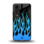 y2k blue flames back phone cover | glass case for oneplus nord ce 4