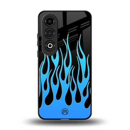 y2k blue flames back phone cover | glass case for oneplus nord ce 4