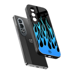 y2k blue flames back phone cover | glass case for oneplus nord ce 4