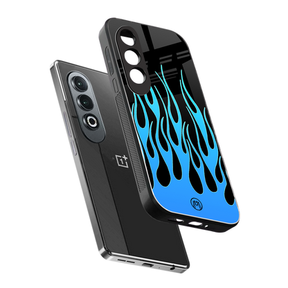 y2k blue flames back phone cover | glass case for oneplus nord ce 4