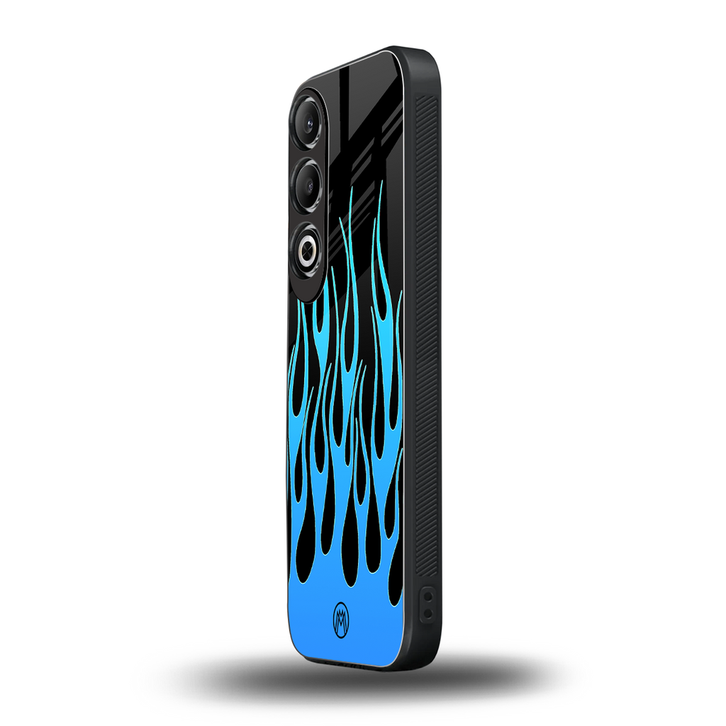 y2k blue flames back phone cover | glass case for oneplus nord ce 4