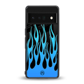 y2k blue flames back phone cover | glass case for google pixel 6 pro