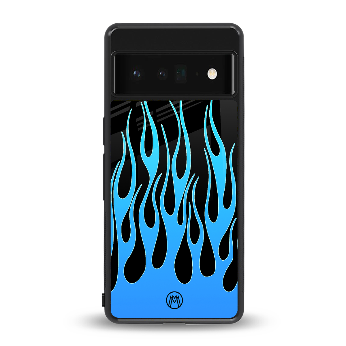 y2k blue flames back phone cover | glass case for google pixel 6 pro