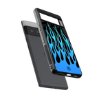 y2k blue flames back phone cover | glass case for google pixel 6 pro