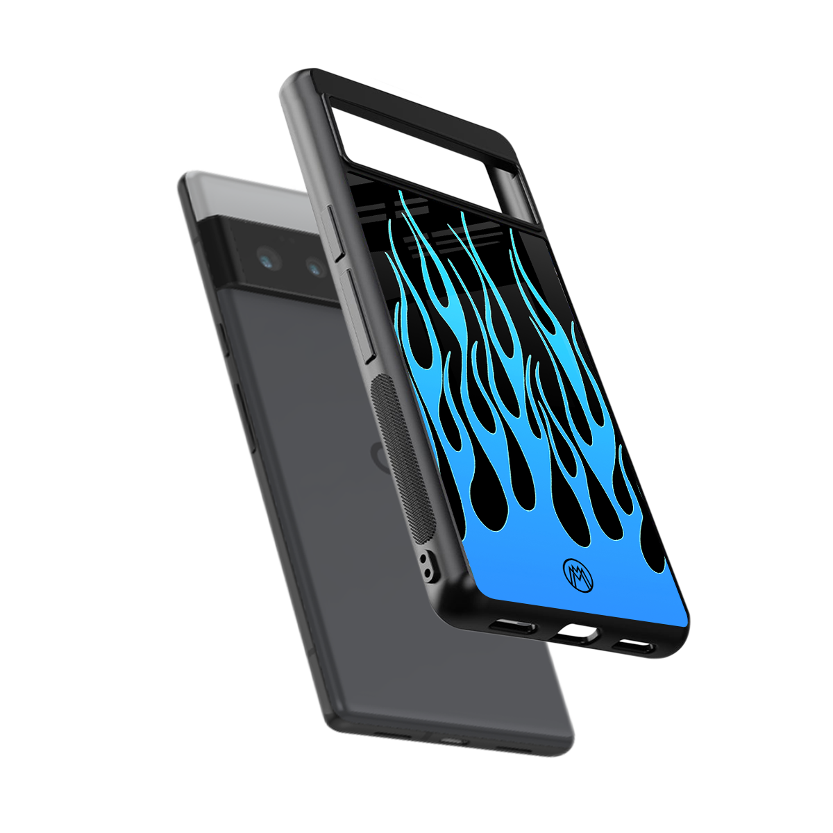 y2k blue flames back phone cover | glass case for google pixel 6 pro