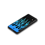 y2k blue flames back phone cover | glass case for google pixel 6 pro