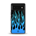 y2k blue flames back phone cover | glass case for google pixel 6