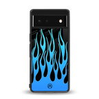 y2k blue flames back phone cover | glass case for google pixel 6