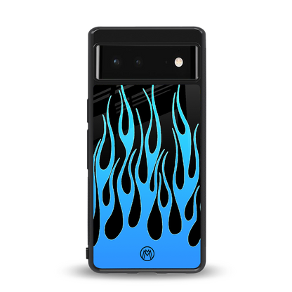 y2k blue flames back phone cover | glass case for Google Pixel 6A