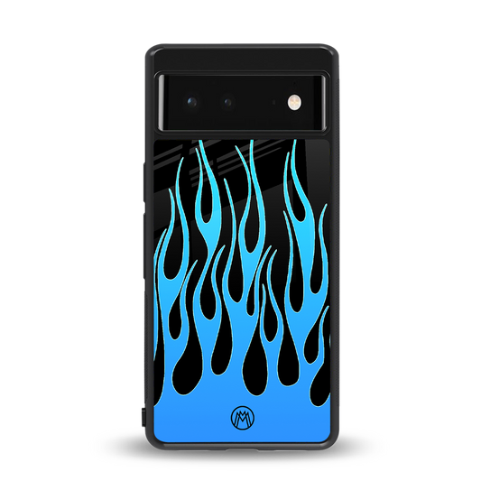 y2k blue flames back phone cover | glass case for Google Pixel 6A