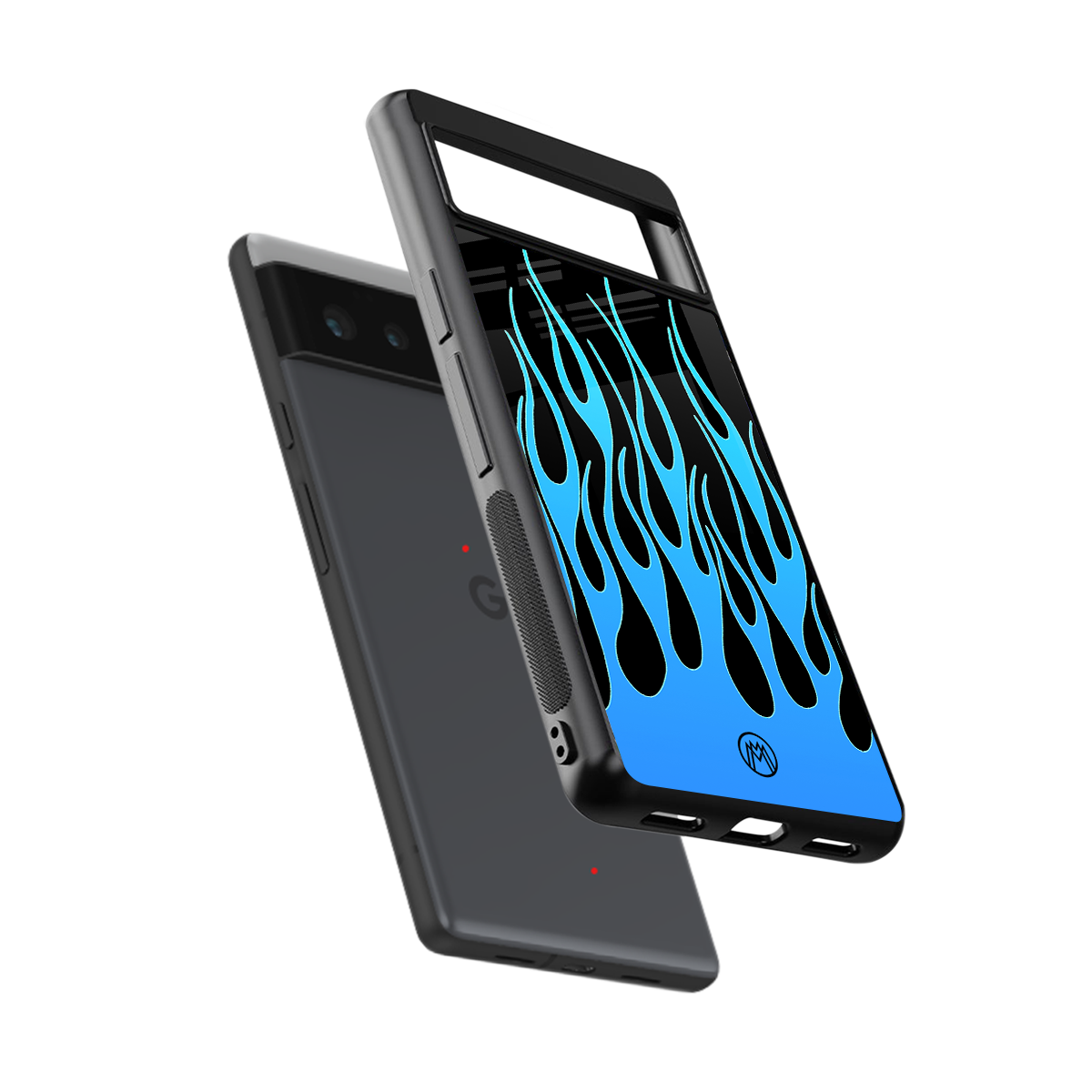 y2k blue flames back phone cover | glass case for google pixel 6