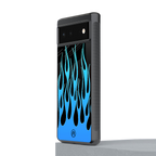 y2k blue flames back phone cover | glass case for Google Pixel 6A