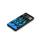 y2k blue flames back phone cover | glass case for google pixel 7 pro