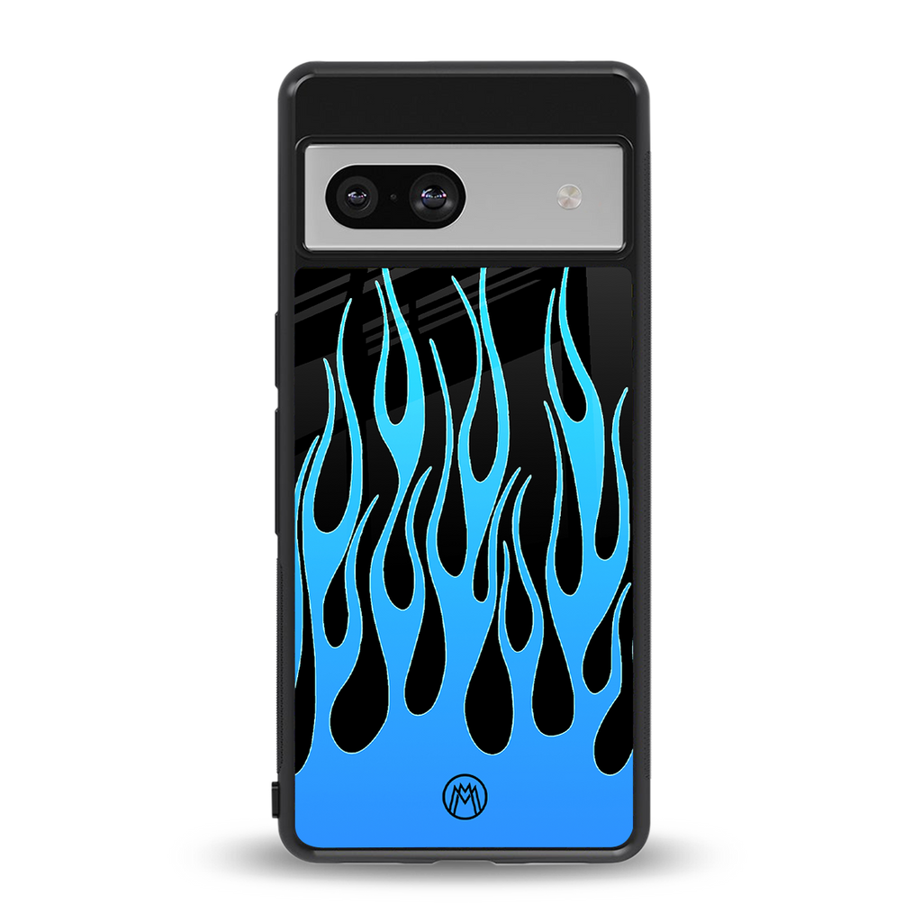 y2k blue flames back phone cover | glass case for Google Pixel 7