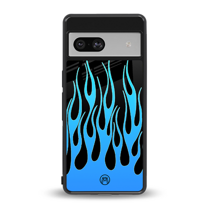 y2k blue flames back phone cover | glass case for Google Pixel 7A