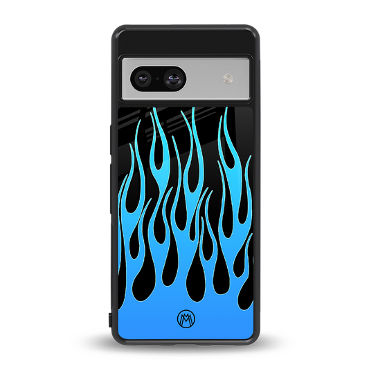 y2k blue flames back phone cover | glass case for Google Pixel 7A
