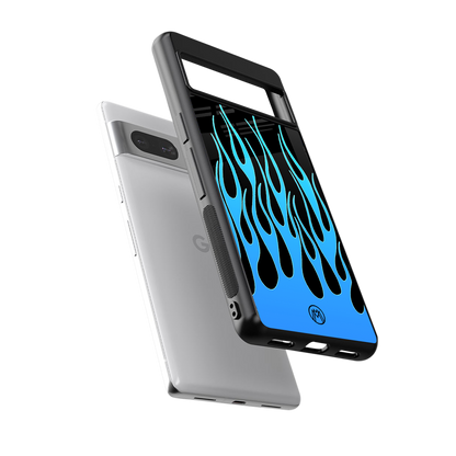 y2k blue flames back phone cover | glass case for Google Pixel 7A