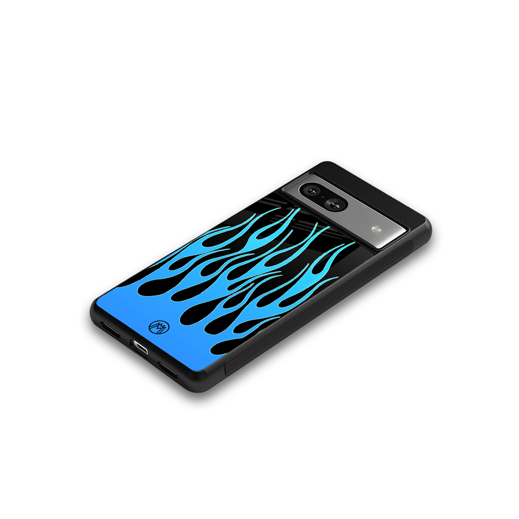 y2k blue flames back phone cover | glass case for Google Pixel 7A