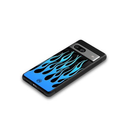 y2k blue flames back phone cover | glass case for Google Pixel 7A