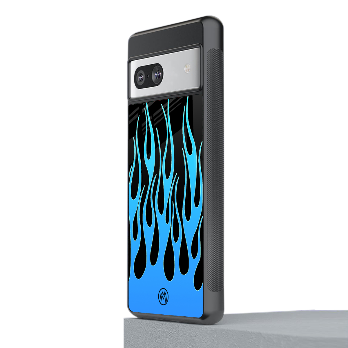 y2k blue flames back phone cover | glass case for Google Pixel 7