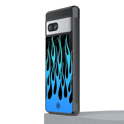 y2k blue flames back phone cover | glass case for Google Pixel 7A