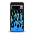 y2k blue flames back phone cover | glass case for google pixel 8 pro