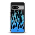 y2k blue flames back phone cover | glass case for Google Pixel 8