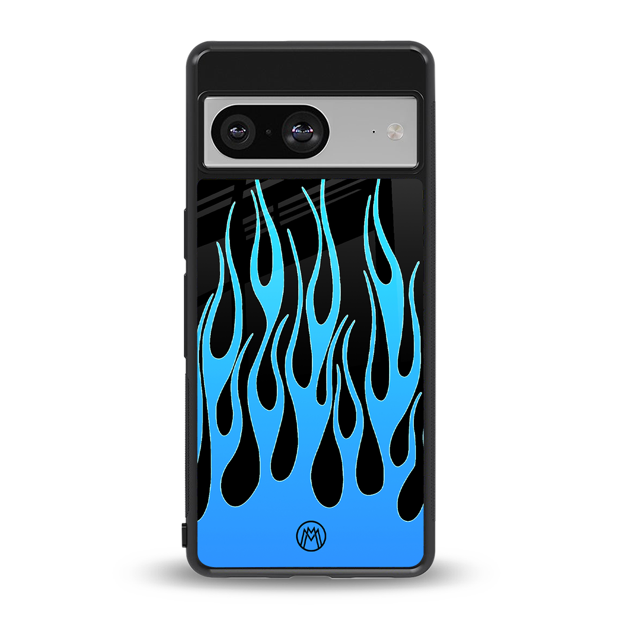 y2k blue flames back phone cover | glass case for Google Pixel 8