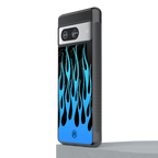 y2k blue flames back phone cover | glass case for Google Pixel 8