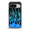 y2k blue flames back phone cover | glass case for google pixel 9