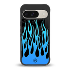 y2k blue flames back phone cover | glass case for google pixel 9
