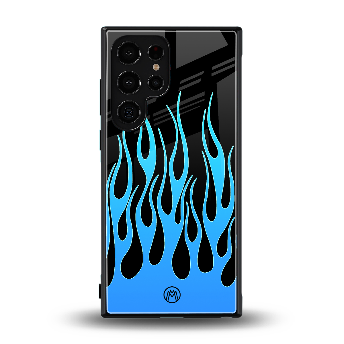 y2k blue flames back phone cover | glass case for samsung galaxy s24 ultra