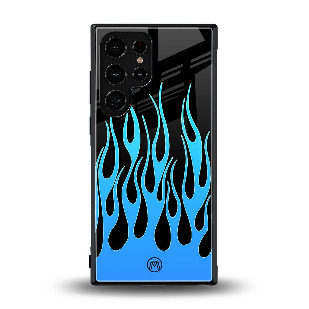 y2k blue flames back phone cover | glass case for samsung galaxy s23 ultra