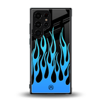 y2k blue flames back phone cover | glass case for samsung galaxy s23 ultra