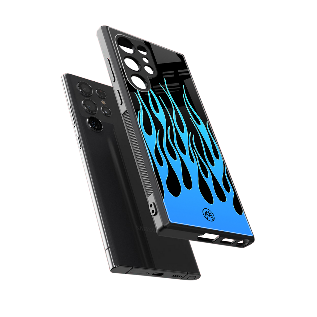 y2k blue flames back phone cover | glass case for samsung galaxy s23 ultra