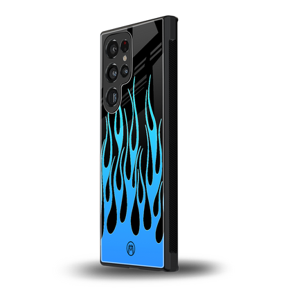 y2k blue flames back phone cover | glass case for samsung galaxy s24 ultra