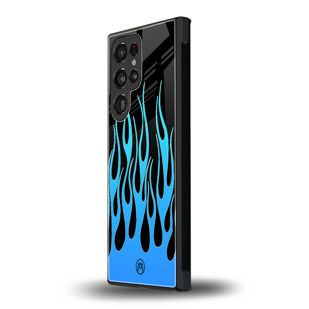 y2k blue flames back phone cover | glass case for samsung galaxy s23 ultra