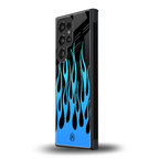 y2k blue flames back phone cover | glass case for samsung galaxy s23 ultra