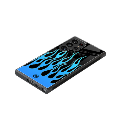 y2k blue flames back phone cover | glass case for samsung galaxy s24 ultra