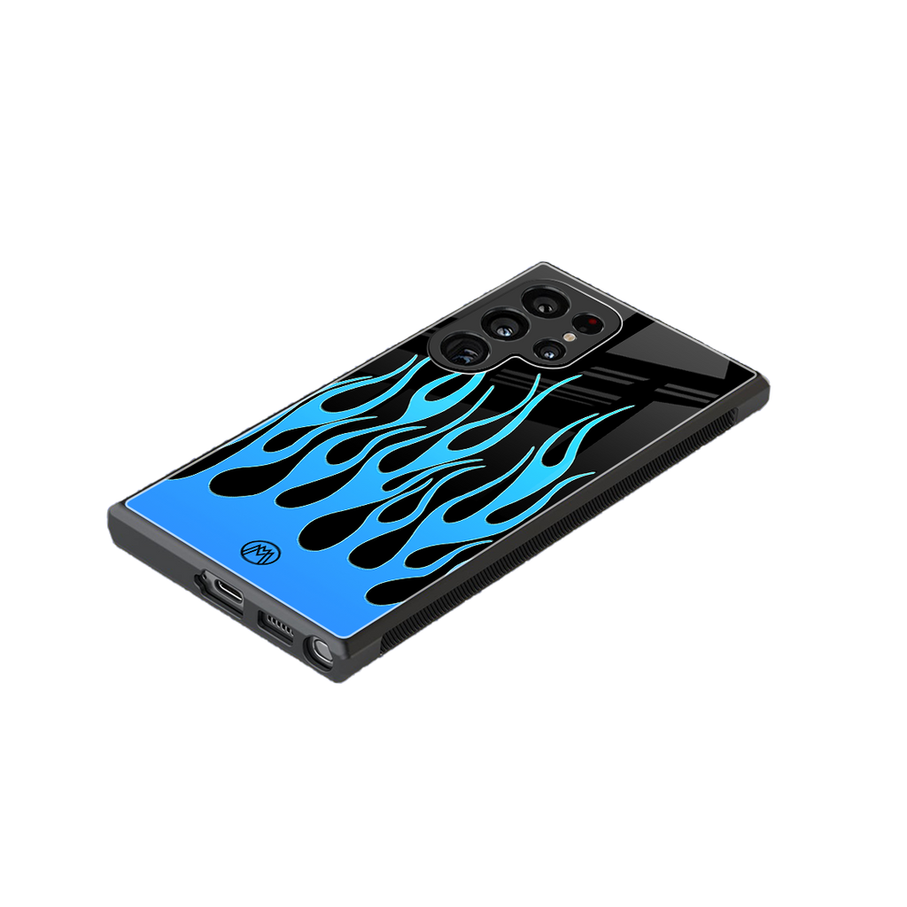 y2k blue flames back phone cover | glass case for samsung galaxy s23 ultra