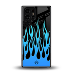 y2k blue flames back phone cover | glass case for samsung galaxy s25 ultra