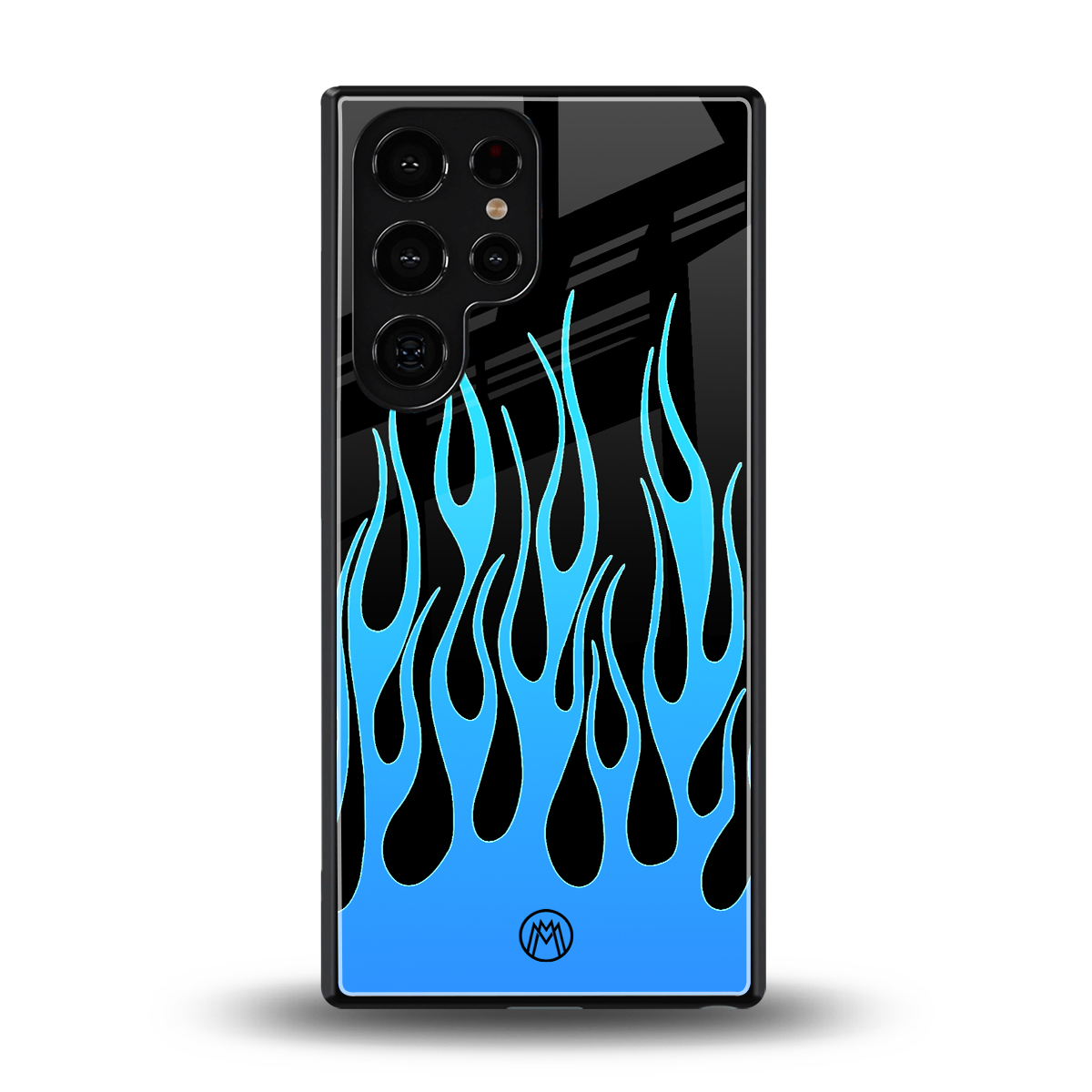 y2k blue flames back phone cover | glass case for samsung galaxy s25 ultra