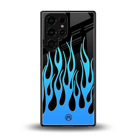 y2k blue flames back phone cover | glass case for samsung galaxy s25 ultra