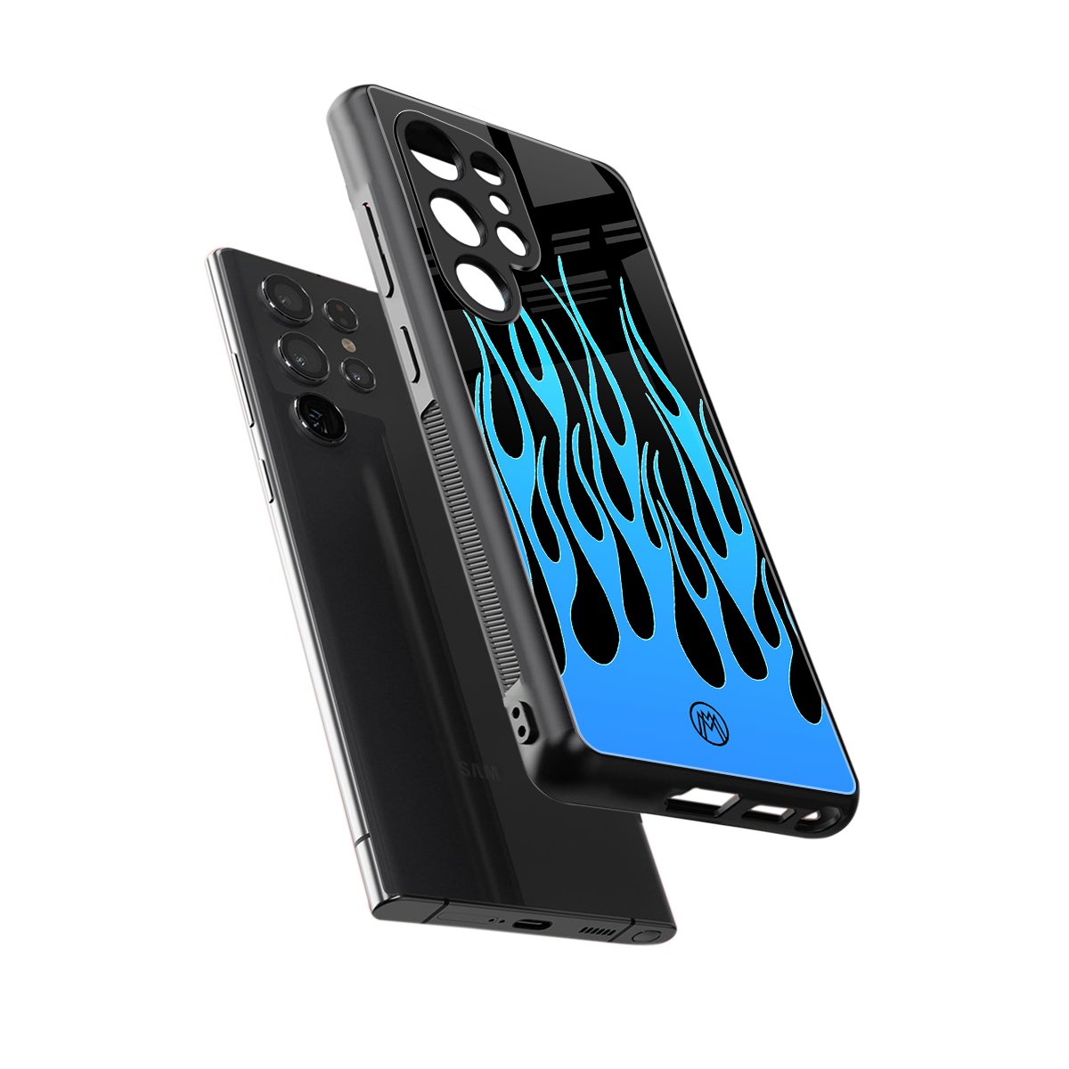 y2k blue flames back phone cover | glass case for samsung galaxy s25 ultra